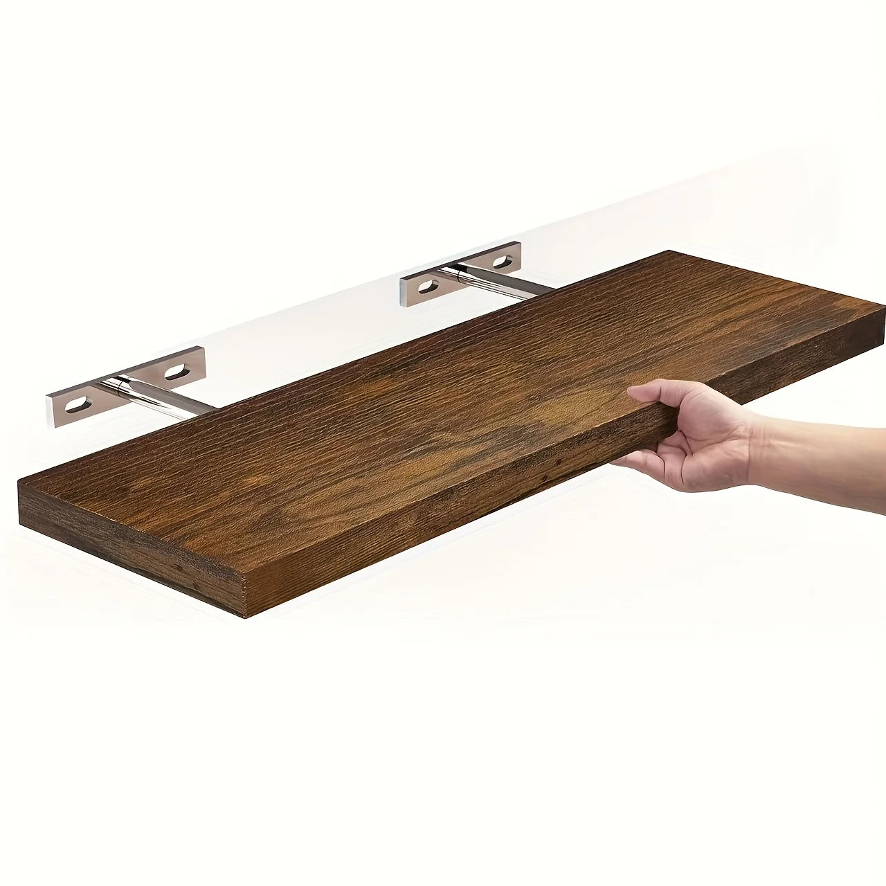 Prateleira de Madeira Maciça para Parede | Design Horizontal Minimalista para Sala e Quarto