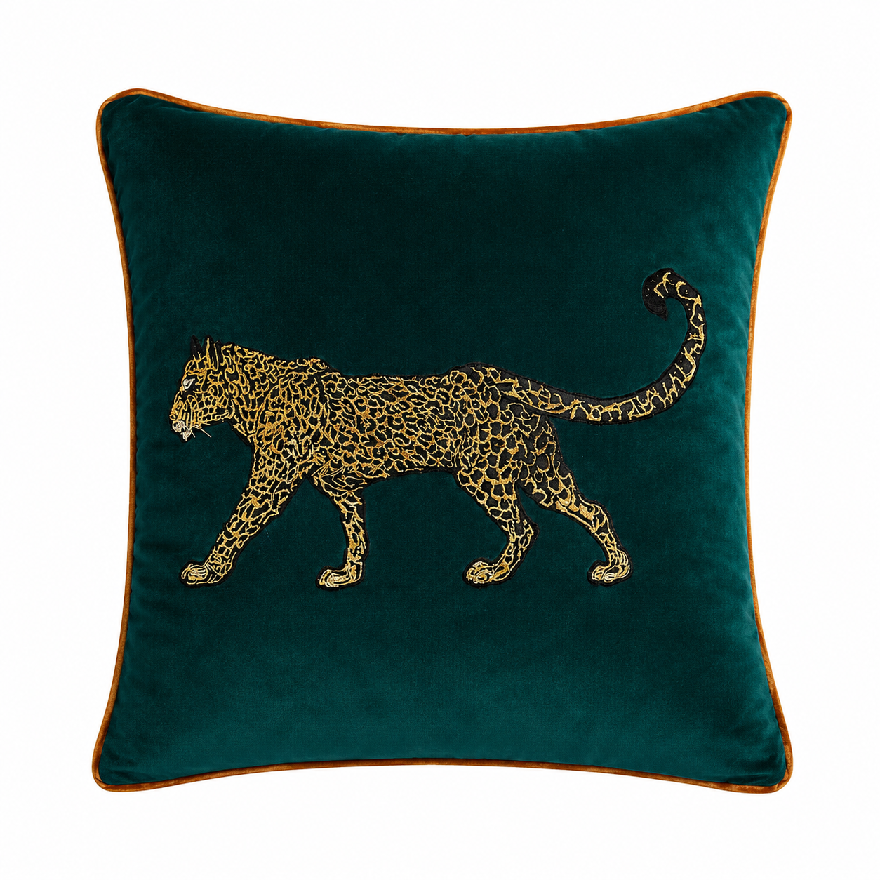 Capa de Almofada Bordada Estampa Onça - Decoração Luxuosa