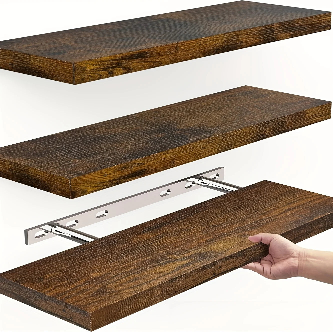 Prateleira de Madeira Maciça para Parede | Design Horizontal Minimalista para Sala e Quarto