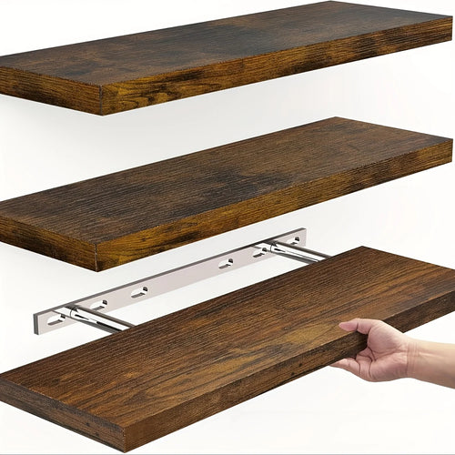 Prateleira de Madeira Maciça para Parede | Design Horizontal Minimalista para Sala e Quarto