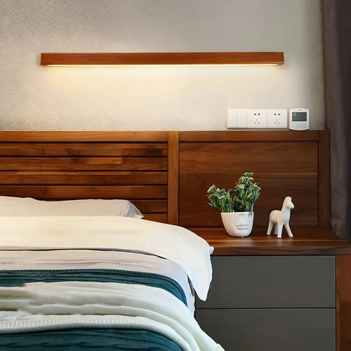 Luminária de Parede Ripas de Madeira Estilo Japonês - Design Minimalista para Sala, Quarto, Corredor e Hall