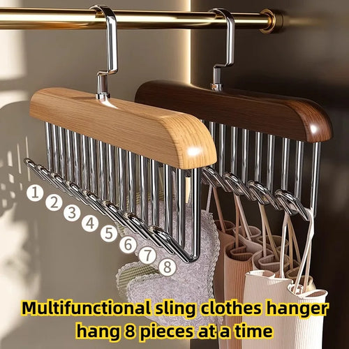 Multi-functional Belt Hanger Clothes Organizer Multifunctional Wooden Underwear Vest Storage Home Dorm Wave Hanger Drying Rack