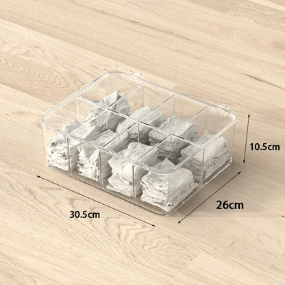 Acrylic Underwear Storage Box, Transparent, Dust-proof with Cover, Bedroom Storage, Bra, Socks Compartment, Storage Artifact
