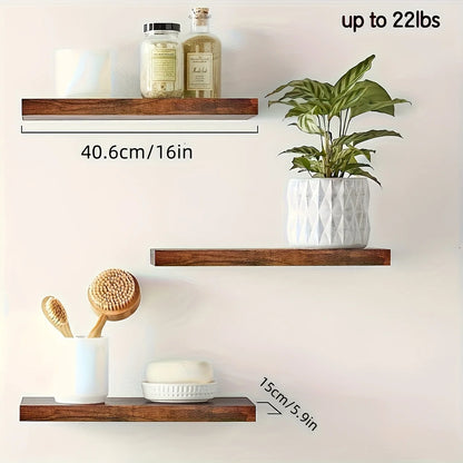 Prateleira de Madeira Maciça para Parede | Design Horizontal Minimalista para Sala e Quarto