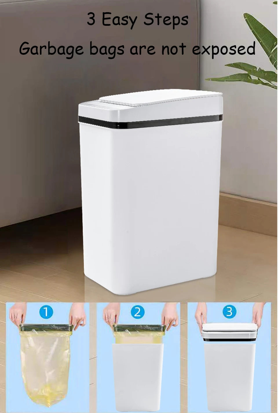 Lixeira Sensor Touch | 12L Automática com Tampa para Cozinha e Banheiro