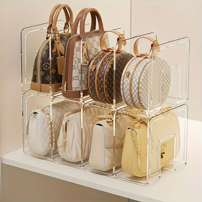 2-Pack Clear Acrylic Handbag Organizers - Space-Saving Closet Racks for Purses & Wallets