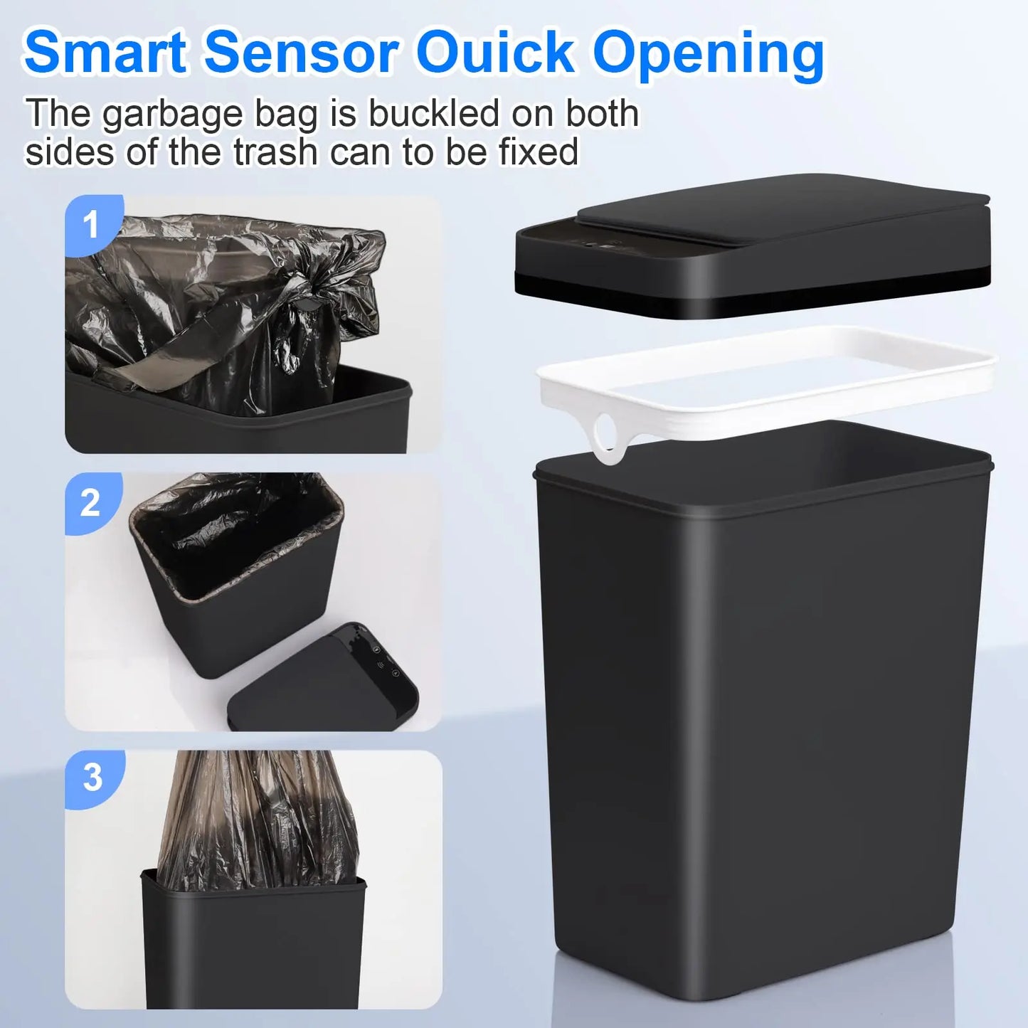 Lixeira Sensor Touch | 12L Automática com Tampa para Cozinha e Banheiro
