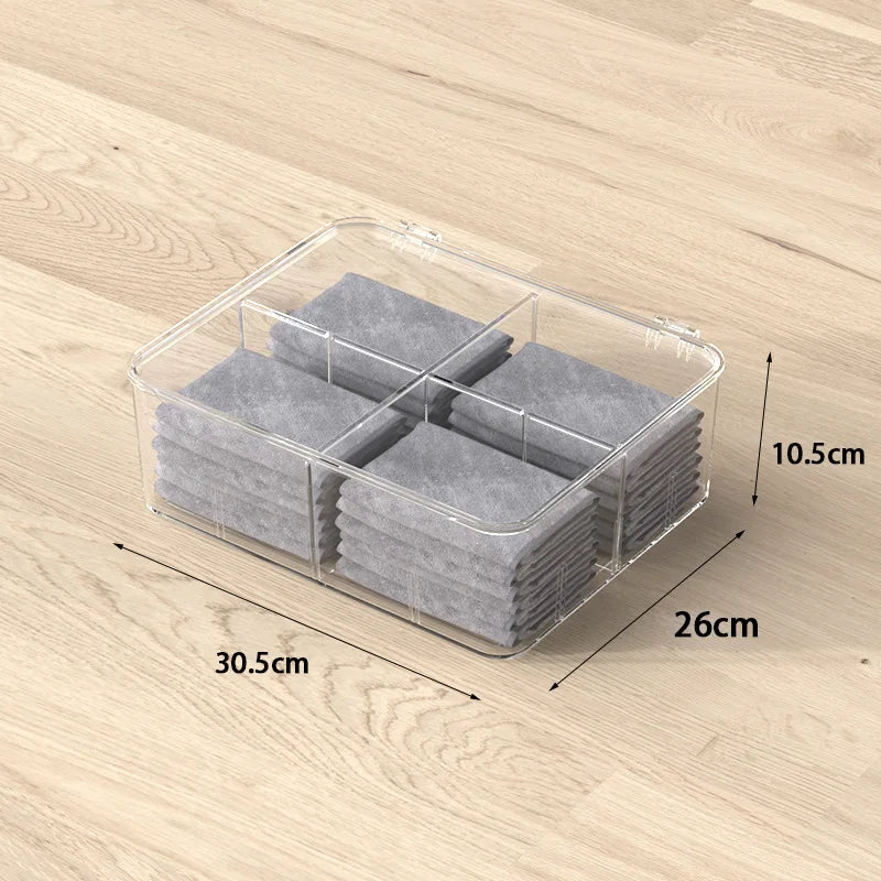 Acrylic Underwear Storage Box, Transparent, Dust-proof with Cover, Bedroom Storage, Bra, Socks Compartment, Storage Artifact