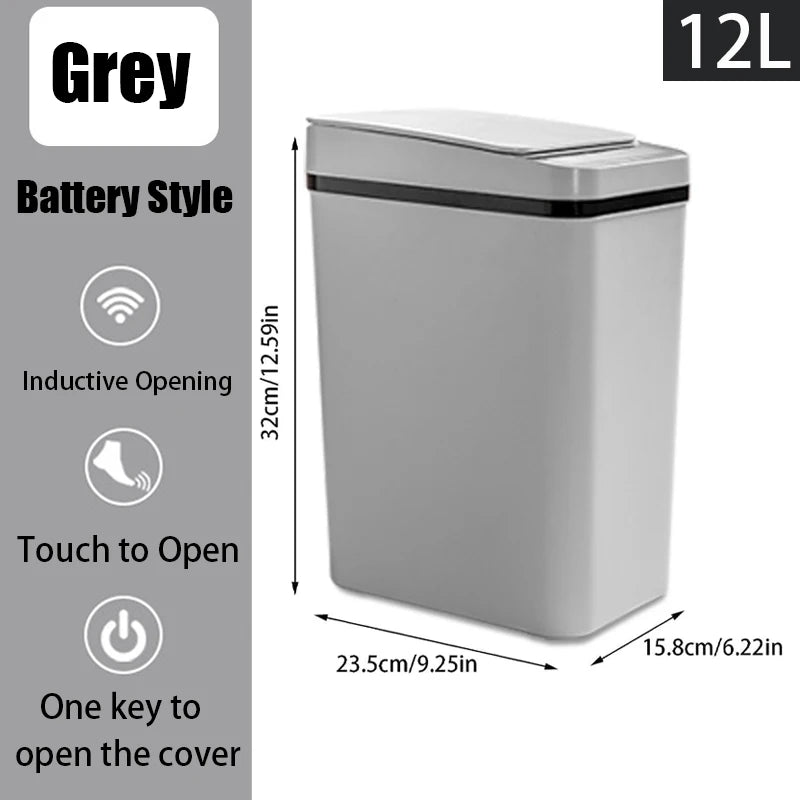 Lixeira Sensor Touch | 12L Automática com Tampa para Cozinha e Banheiro