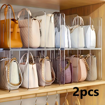 2-Pack Clear Acrylic Handbag Organizers - Space-Saving Closet Racks for Purses & Wallets