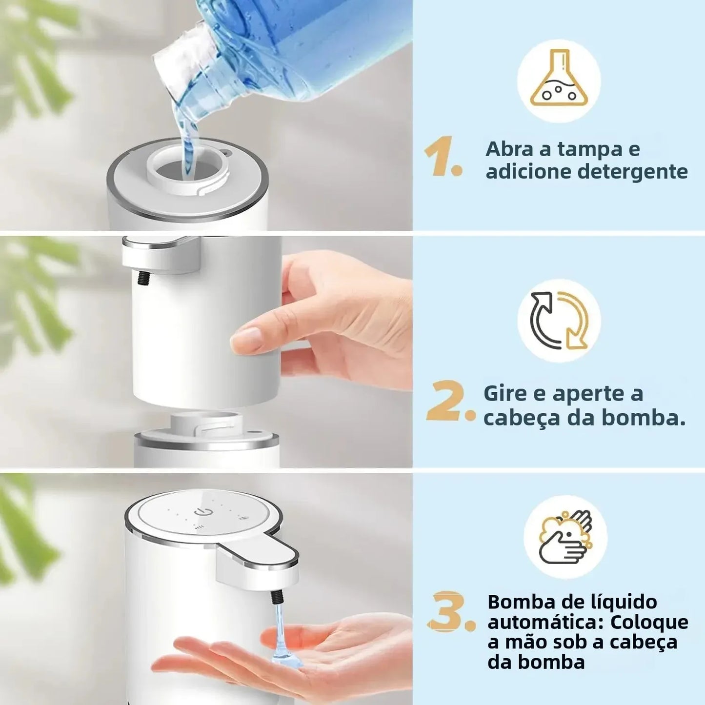 Dispenser Automático de Sabão sem Toque | Sensor Infravermelho USB Recarregável para Banheiro e Cozinha
