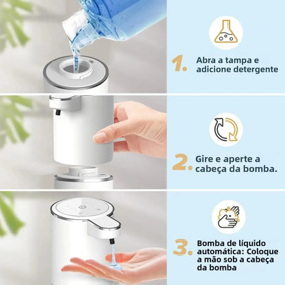 Dispenser Automático de Sabão sem Toque | Sensor Infravermelho USB Recarregável para Banheiro e Cozinha
