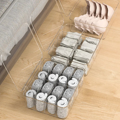 Acrylic Underwear Storage Box, Transparent, Dust-proof with Cover, Bedroom Storage, Bra, Socks Compartment, Storage Artifact