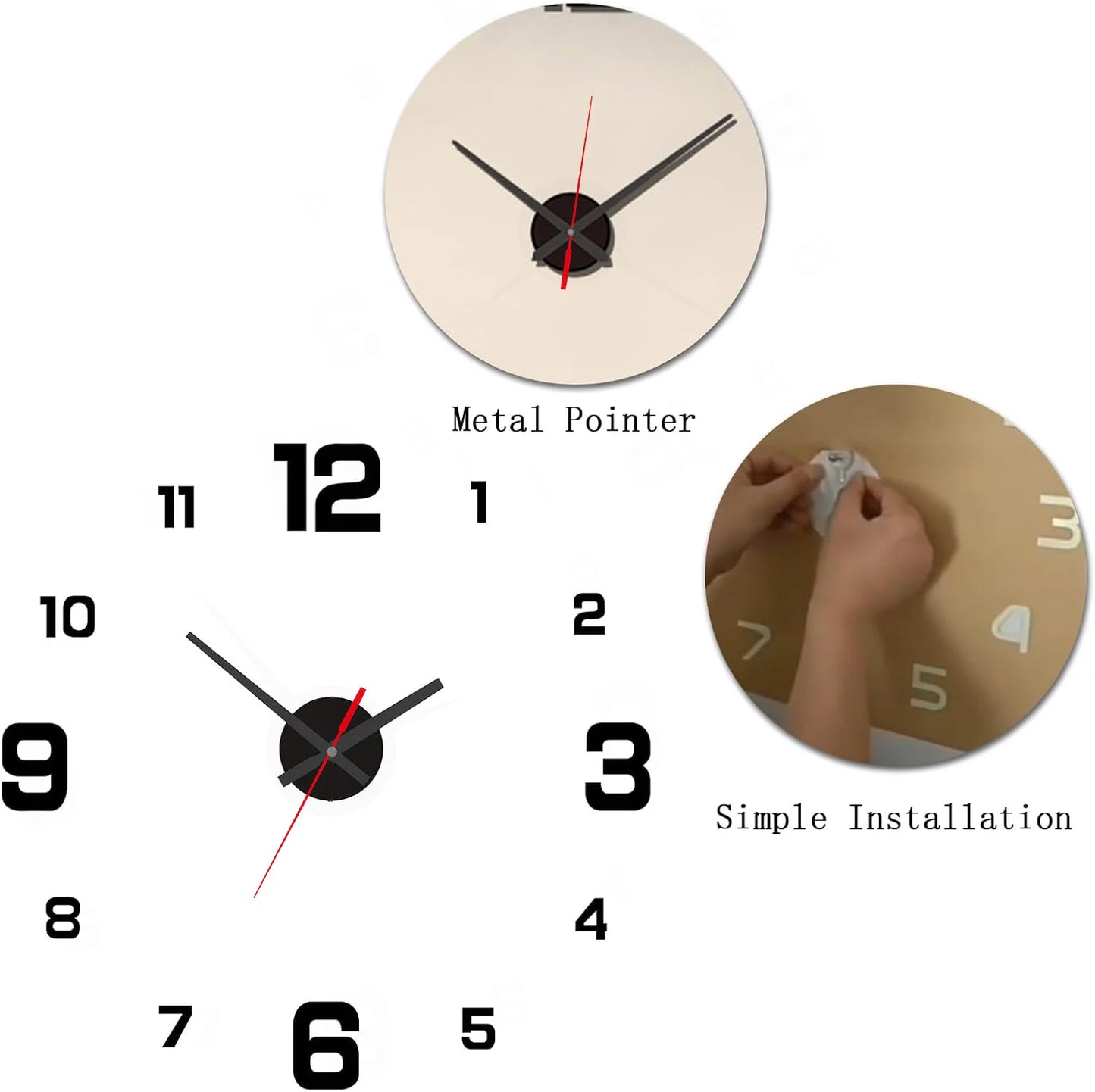 Relógio de Parede 3D | Decoração Silenciosa para Sala e Escritório