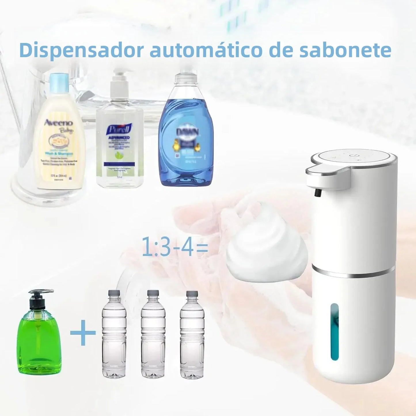 Dispenser Automático de Sabão sem Toque | Sensor Infravermelho USB Recarregável para Banheiro e Cozinha