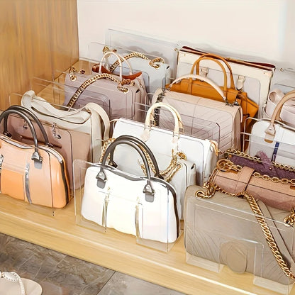 2-Pack Clear Acrylic Handbag Organizers - Space-Saving Closet Racks for Purses & Wallets