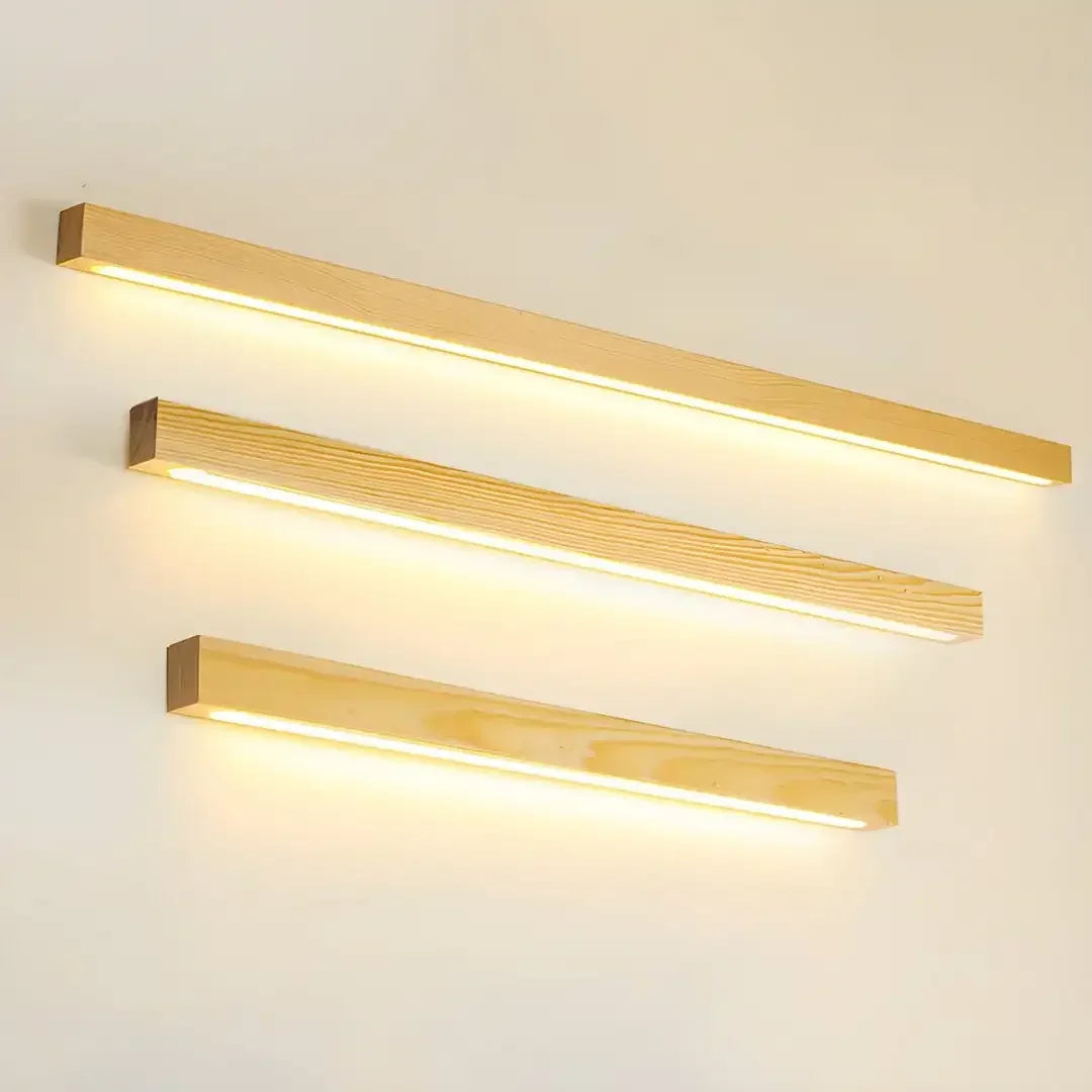 Luminária de Parede Ripas de Madeira Estilo Japonês - Design Minimalista para Sala, Quarto, Corredor e Hall