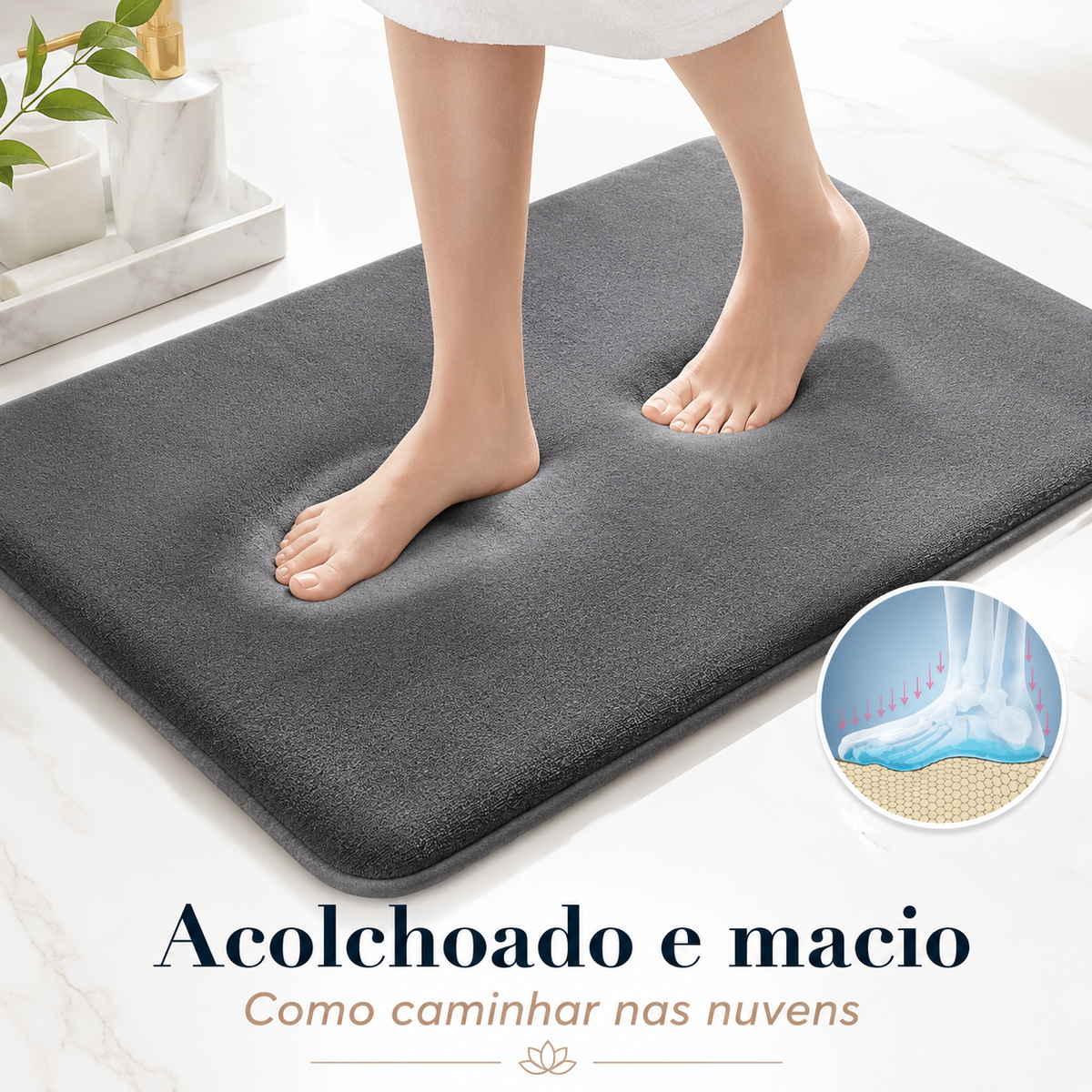 Tapete macio e absorvente para banheiro