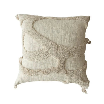 Capa de Almofada Jacquard bege com Borla 45x45cm - Decorativa Premium