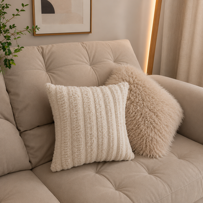 Capa de Almofada Jacquard bege com Borla 45x45cm - Decorativa Premium
