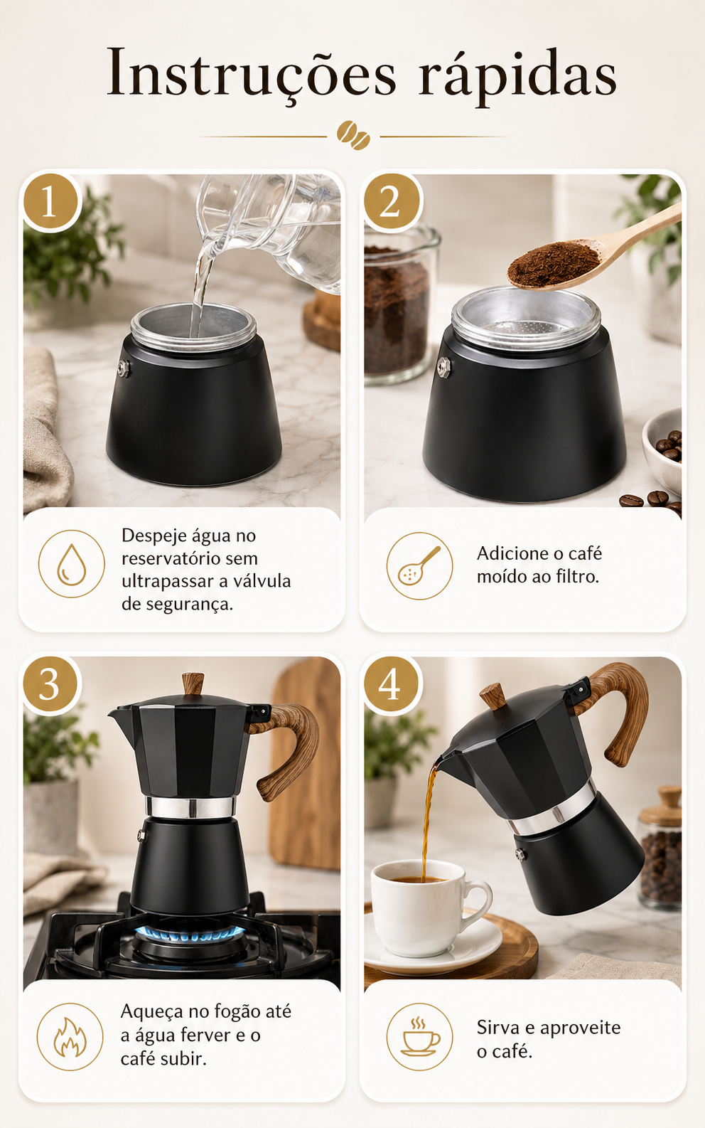 Como usar a cafeteira moka vintage passo a passo