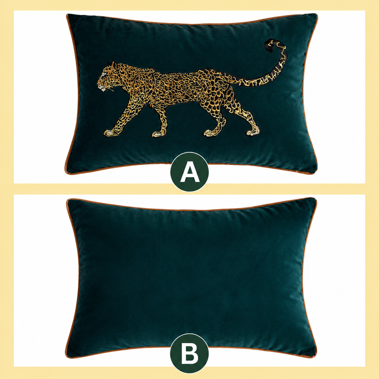 Capa de Almofada Bordada Estampa Onça - Decoração Luxuosa