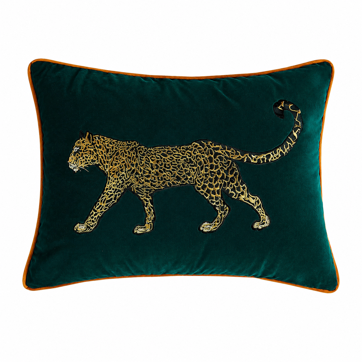 Capa de Almofada Bordada Estampa Onça - Decoração Luxuosa
