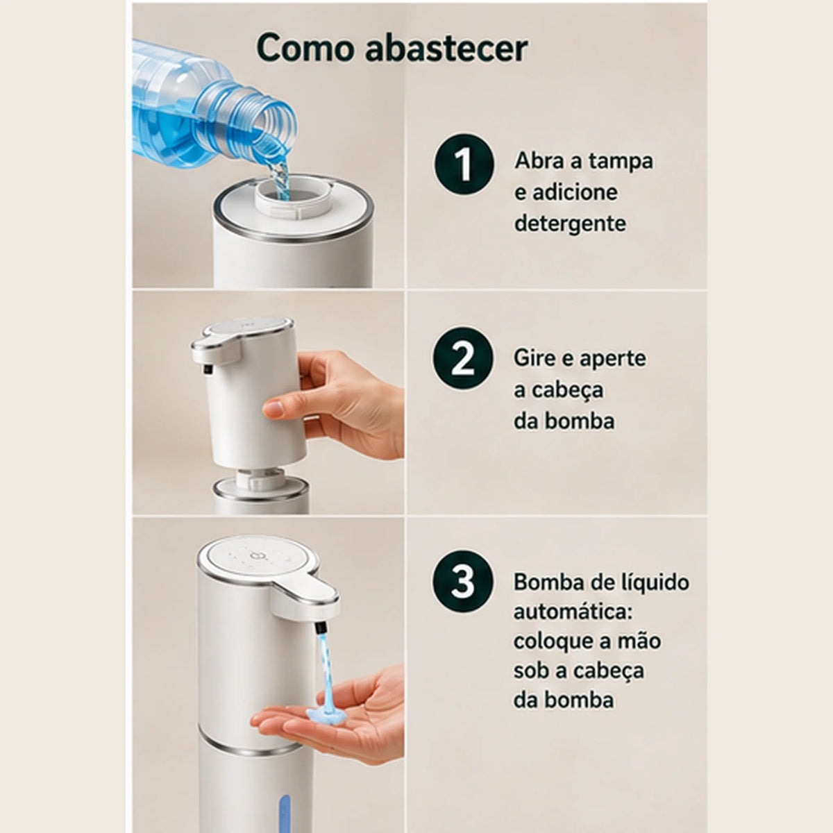 Como abastecer o dispenser automático para sabonete líquido