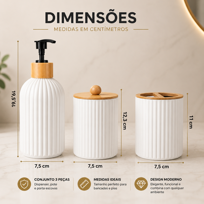 Kit Organizador para Banheiro com Dispenser