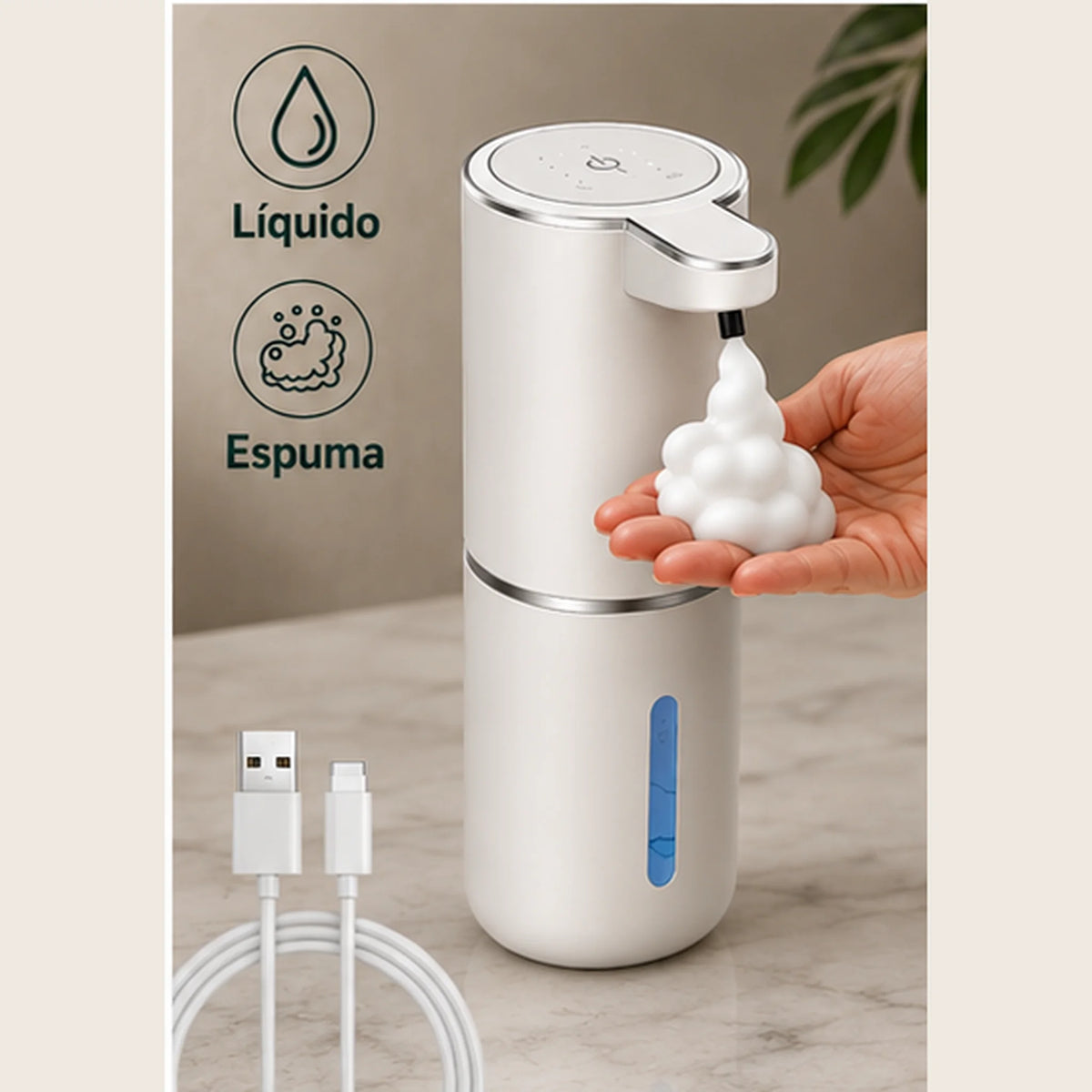 Dispenser de sabonete automático com sensor e saída de espuma