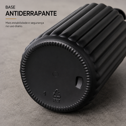 Base antiderrapante do dispenser para sabonete preto com bambu