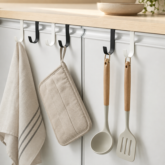 Ganchos multiuso em aço inox nas cores preto e branco
