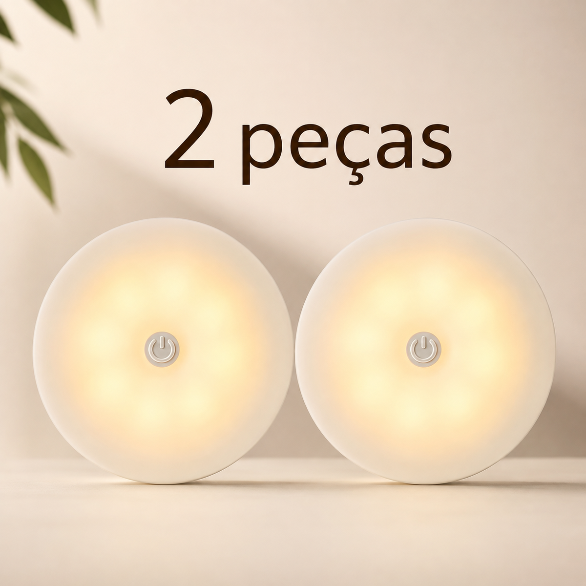 Kit com 2 luzes LED recarregáveis com sensor de movimento