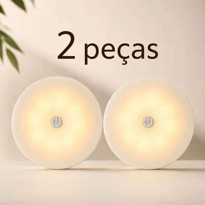 Kit com 2 luzes LED recarregáveis com sensor de movimento