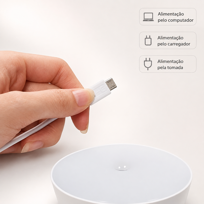 Luz LED recarregável com sensor e cabo de carregamento