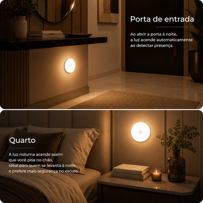 Luz LED com sensor de movimento em hall próximo ao quarto