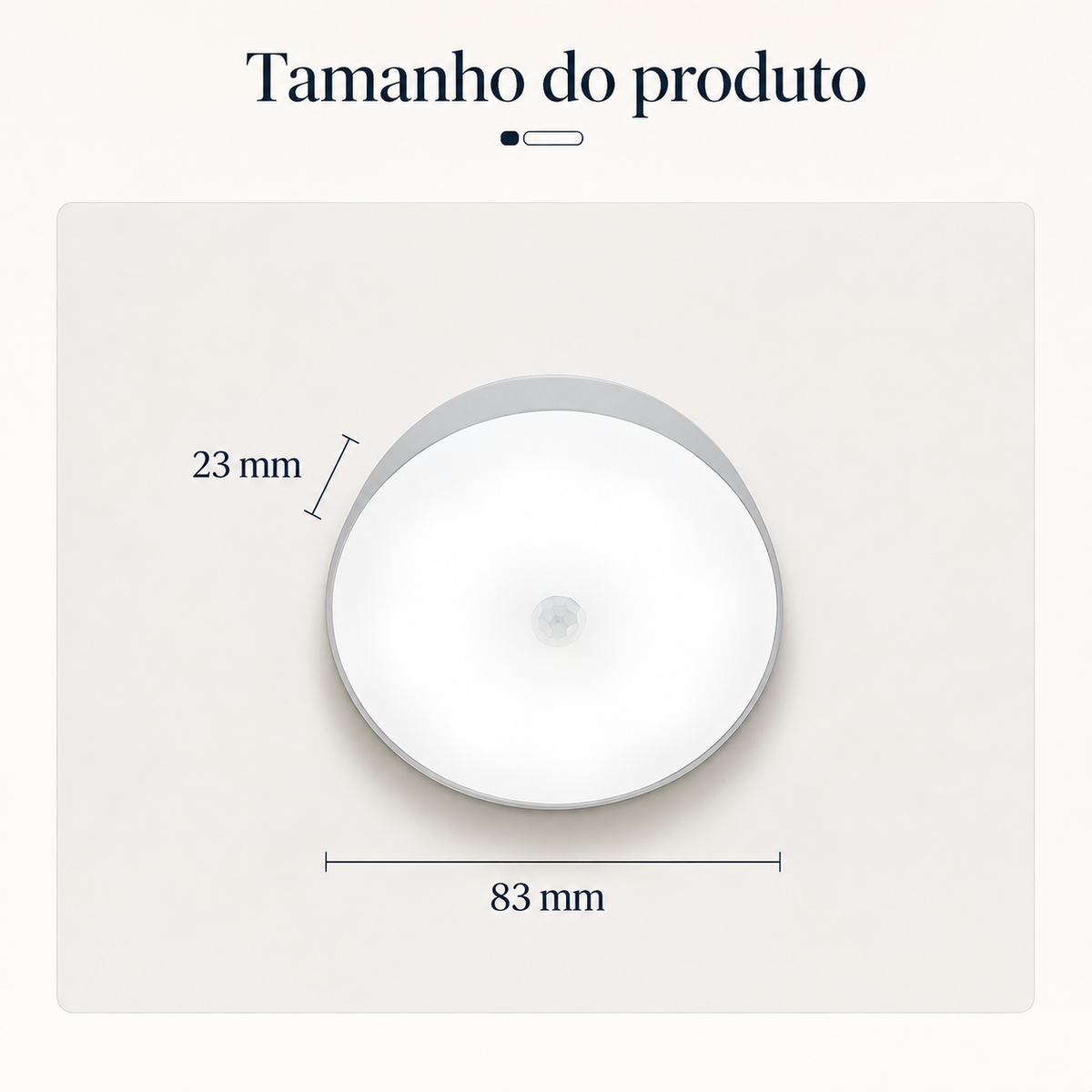 Dimensões da luz LED recarregável com sensor de movimento