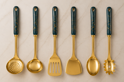 Kit de Utensílios de Cozinha em Aço Inoxidável 7 Peças