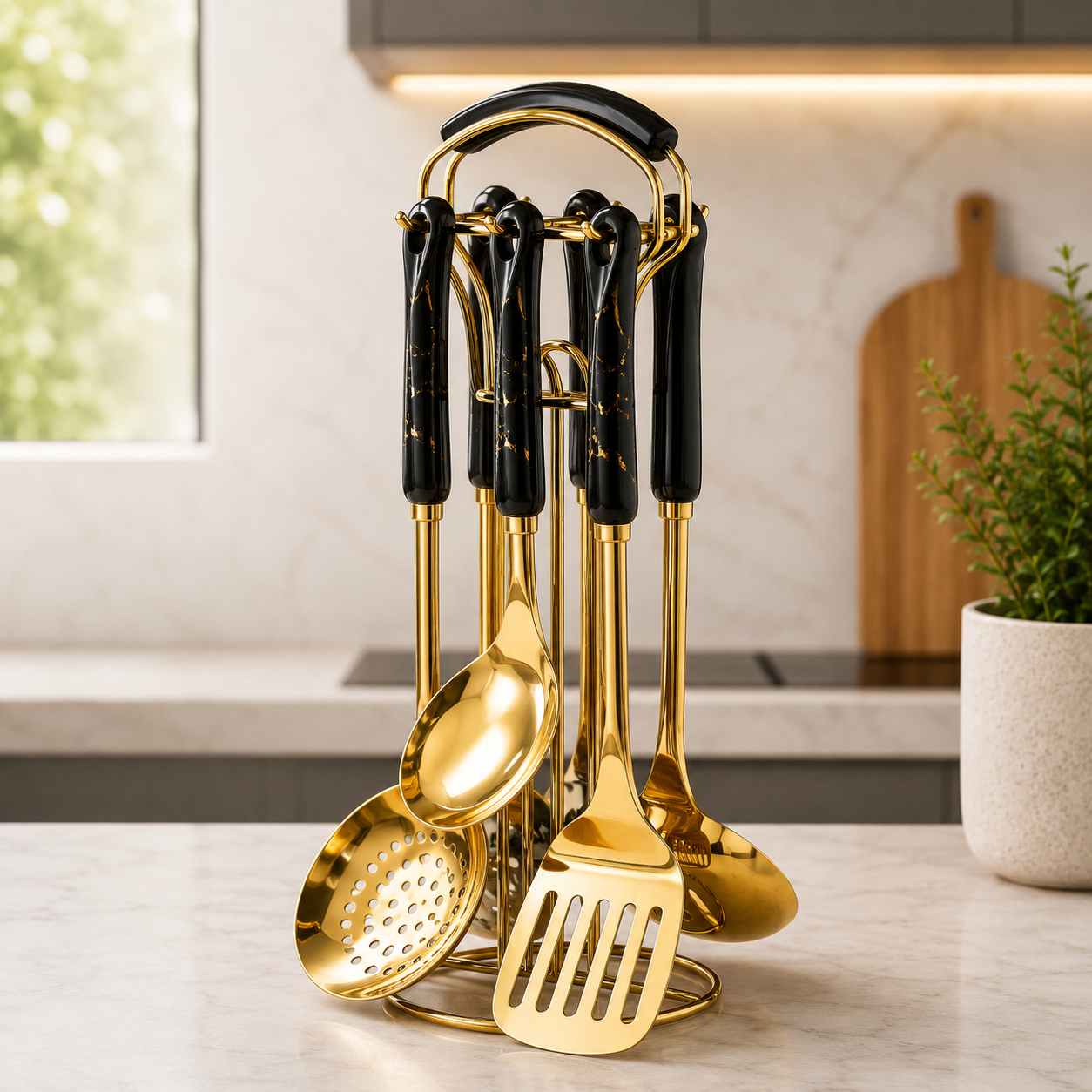 Kit de Utensílios de Cozinha em Aço Inoxidável 7 Peças