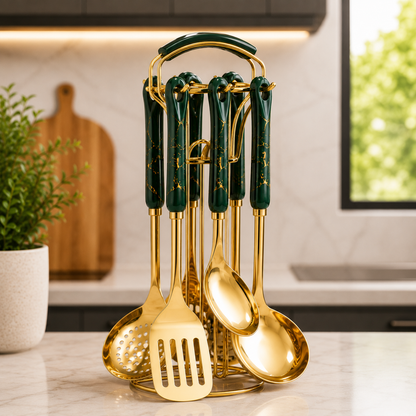 Kit de Utensílios de Cozinha em Aço Inoxidável 7 Peças