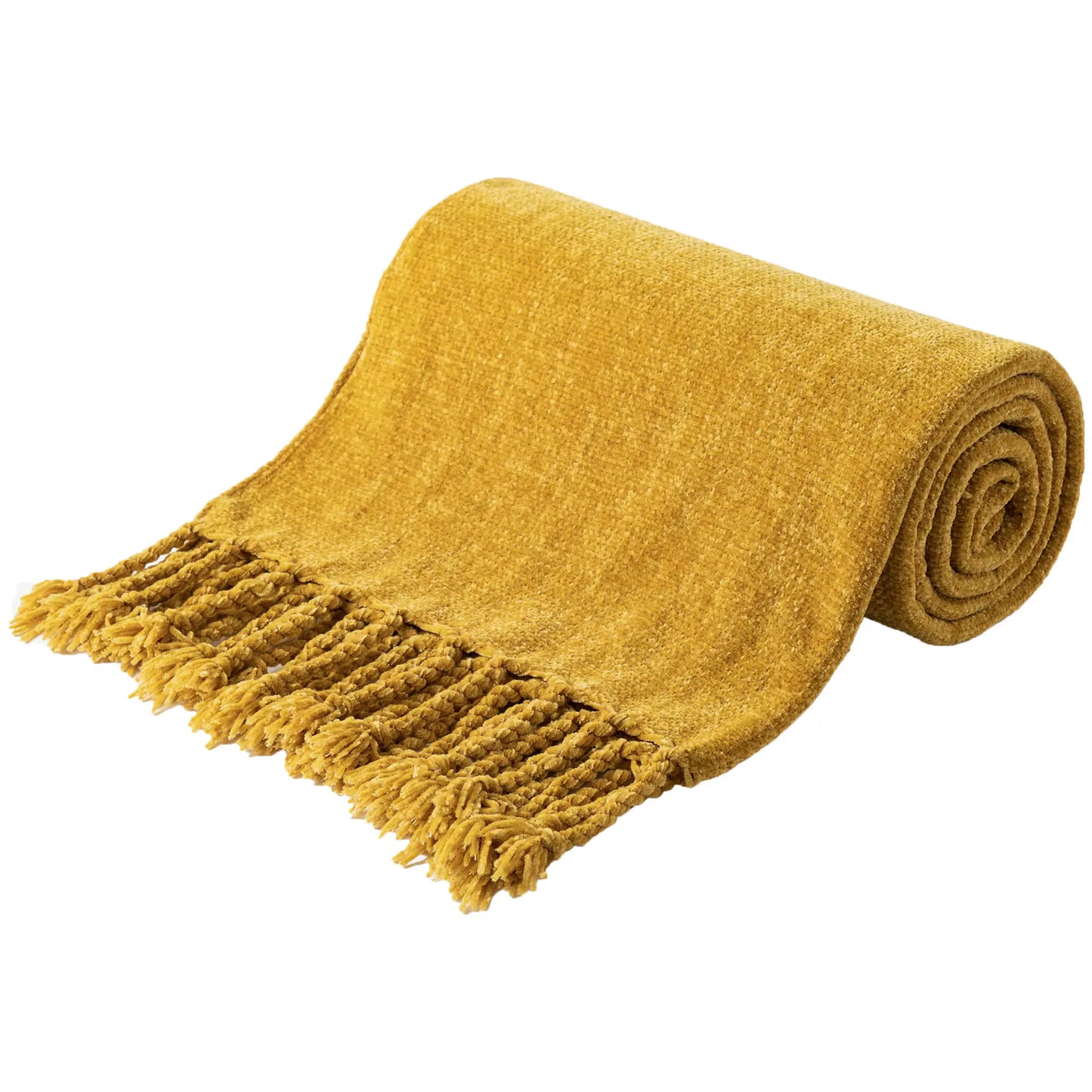 Manta Chenille com Franjas e Borlas - Decorativa sofá e cama