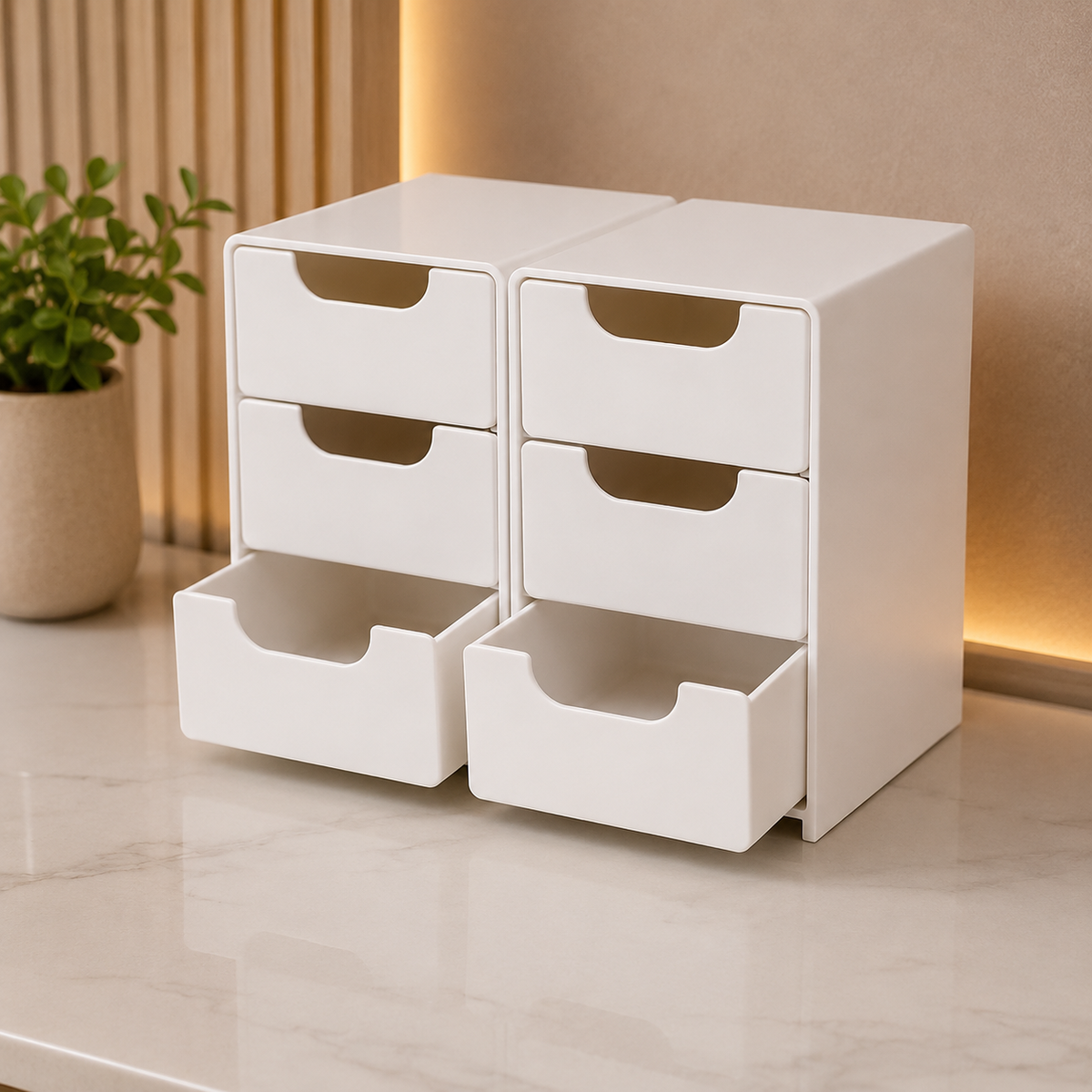 Organizador com 3 gavetas para cosméticos, joias e itens de bancada