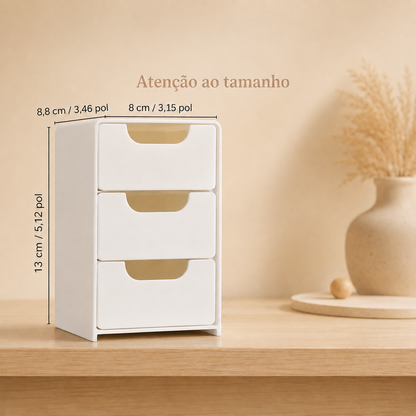 Organizador multiuso compacto com 3 gavetas