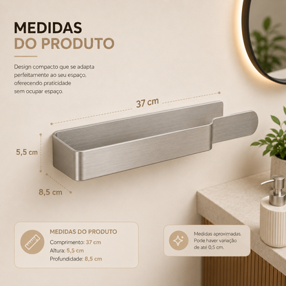Medidas do porta-toalhas adesivo em aço inox